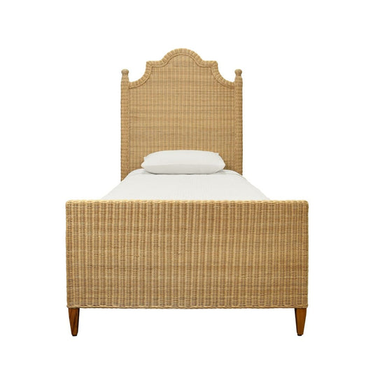 Worlds Away - Bed Frame With Arched Headboard, Side Rails, And Footboard In Rattan With Wood Feet, Twin Size - CHAMBERLAIN TWIN view 2