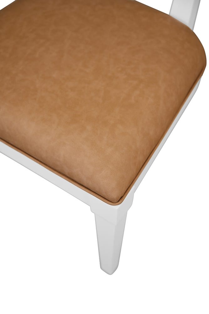 Worlds Away - Bow Back Dining Chair In Matte White Lacquer With Camel Faux Leather Upholstery - HAYDEN CML view 6