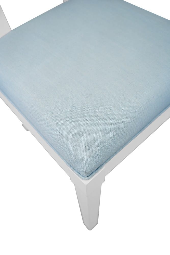 Worlds Away - Bow Back Dining Chair In Matte White Lacquer With Performance Light Blue Linen Upholstery - HAYDEN LB view 6