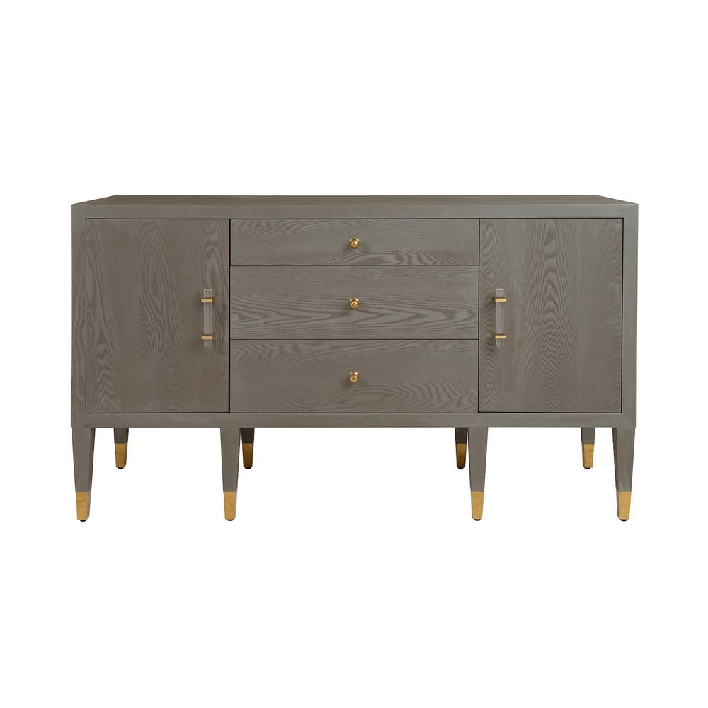Worlds Away - Buffet With Acrylic And Brass Hardware In Smoke Grey Oak - AMHERST SG view 6