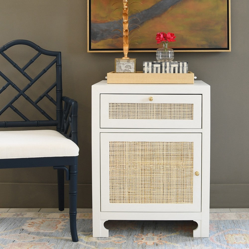 Worlds Away - Cabinet W Cane Door Front In White Lacquer - RUTH WH view 4