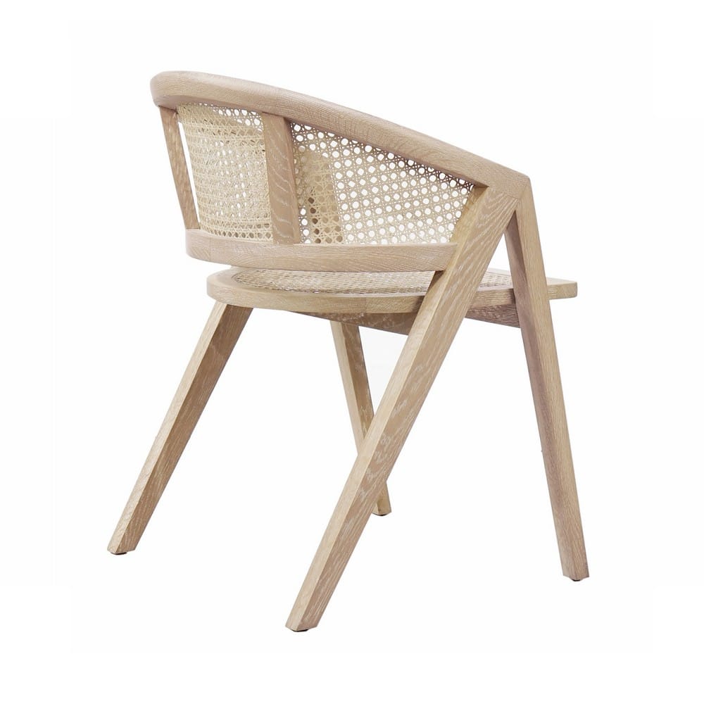 Worlds Away - Cane Barrel Back Dining Chair In Cerused Oak - AERO CO view 4