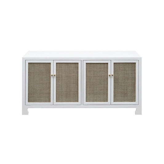Worlds Away - Cane Cabinet W. Brass Hardware In White Lacquer - SOFIA WH view 2