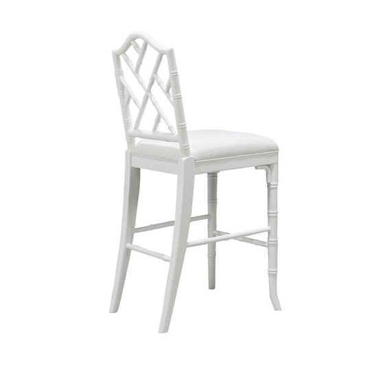 Worlds Away - Chippendale Style Bamboo Counter Stool In White Lacquer - ANNETTE WH view 2