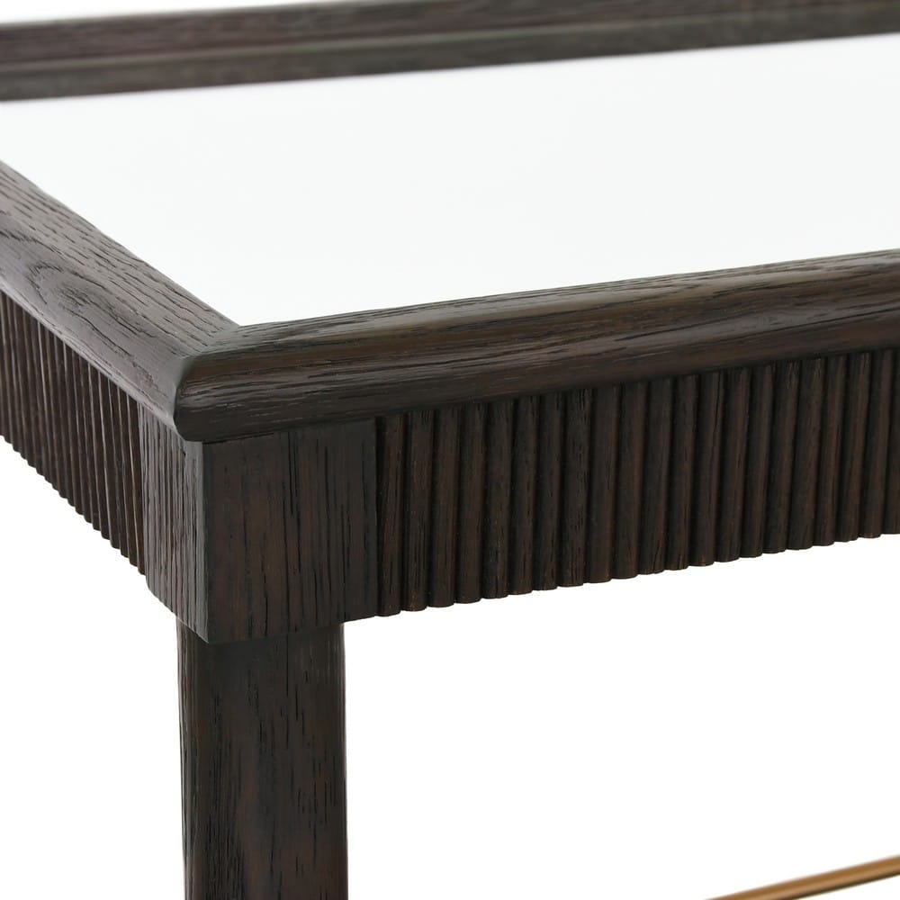 Worlds Away - Classic Bar Cart With Fluted Detail In Espresso Oak - DUBLIN ES view 5