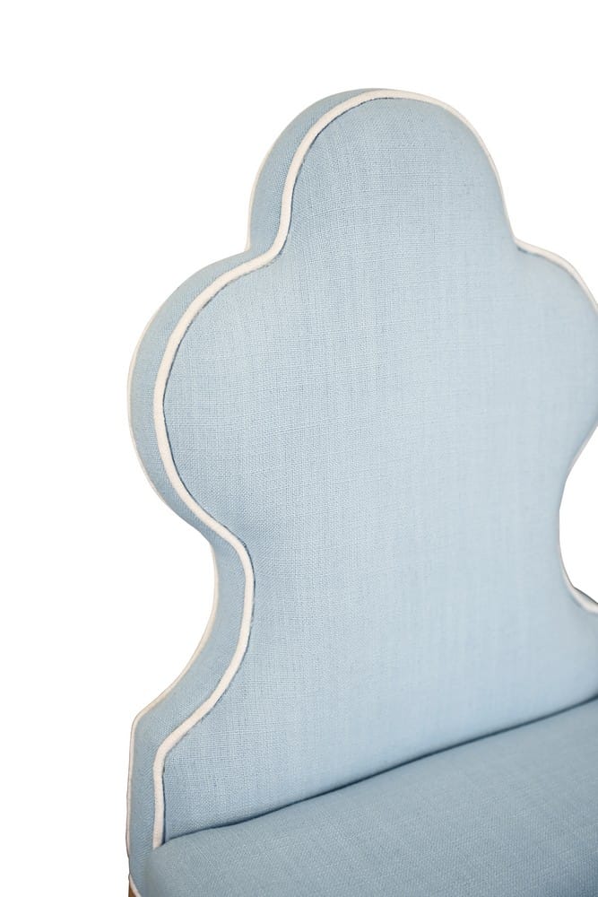 Worlds Away - Clover Back Dining Chair With Cerused Oak Legs Upholstered In Performance Light Blue Linen With White Linen Welt - ADELAIDE LB view 6