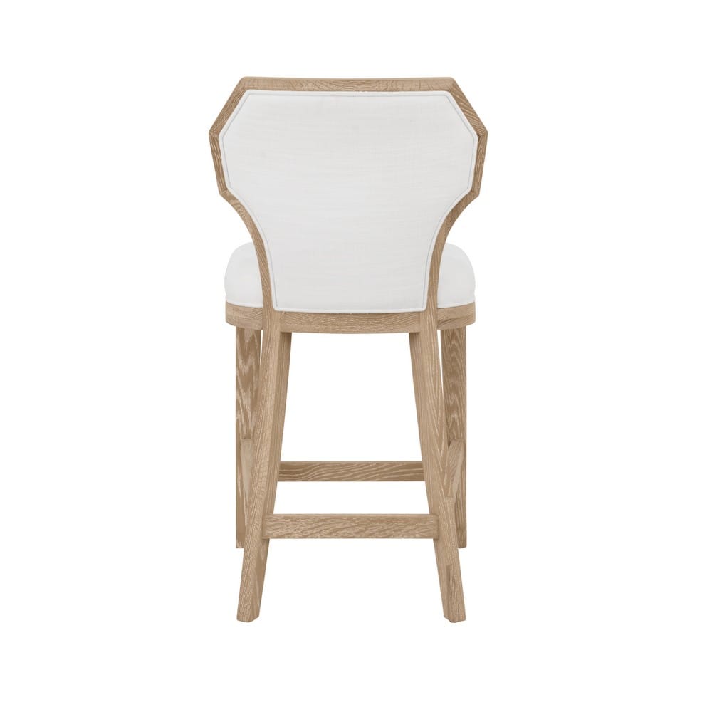 Worlds Away - Counter Stool With Curved Angle Back In Cerused Oak With Performance White Linen Upholstery - TALLY CS CO view 4
