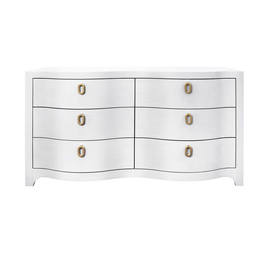 Worlds Away - Curved Front Six Drawer Chest In Textured White Linen - ROSIE WH view 2