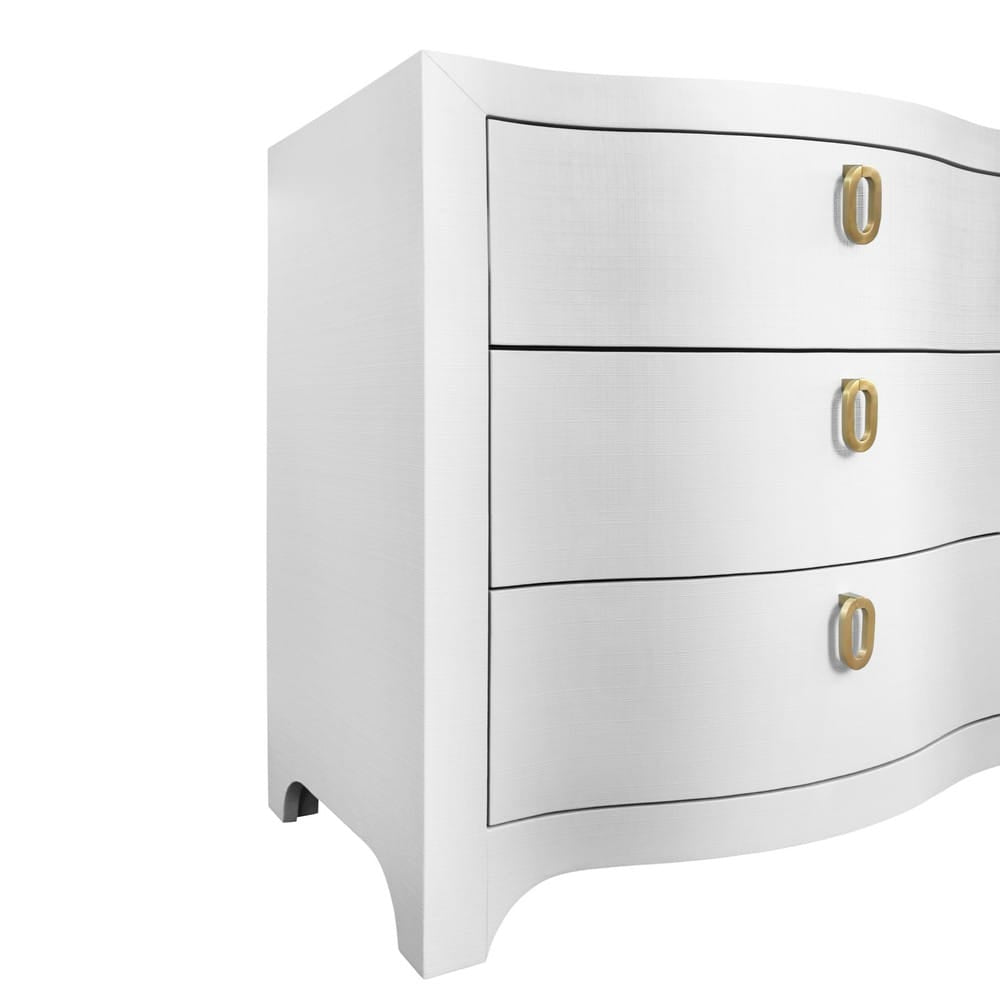 Worlds Away - Curved Front Six Drawer Chest In Textured White Linen - ROSIE WH view 3