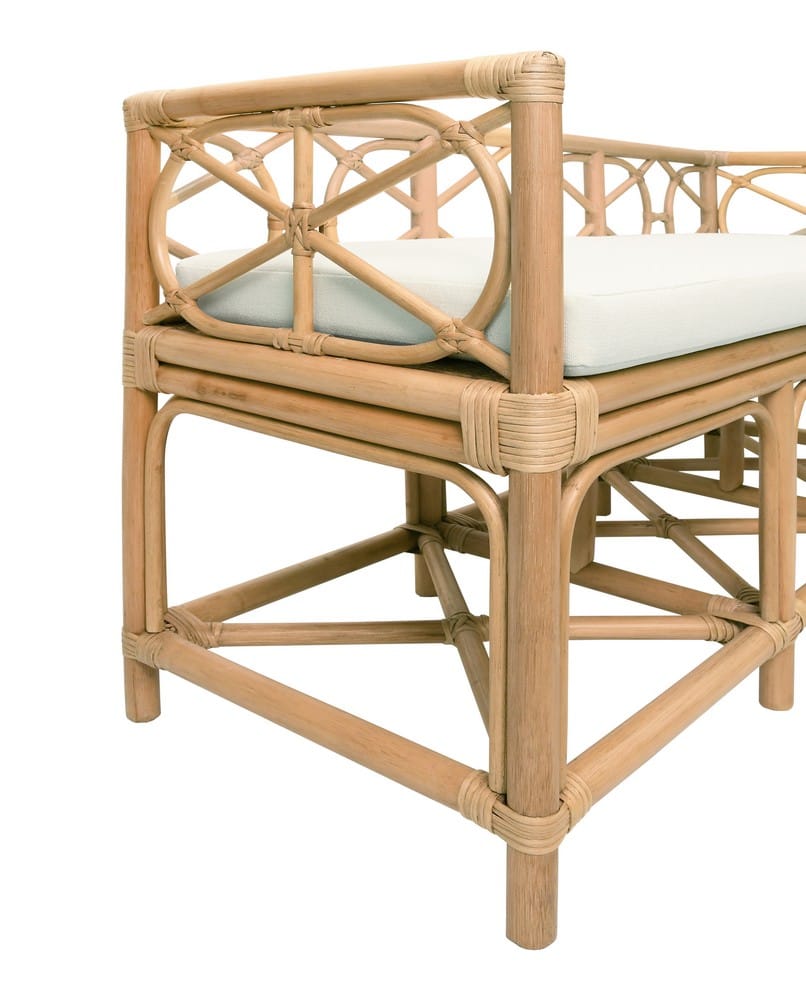 Worlds Away - Decorative Bench With Performance Ivory Cushion In Rattan - FERGUSON NAT view 5