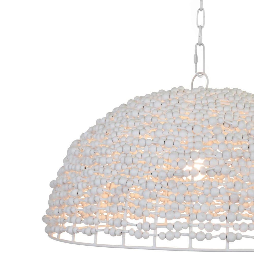 Worlds Away - Dome Shaped Pendant Wrapped With Whitewash Wood Beads - REMY view 3