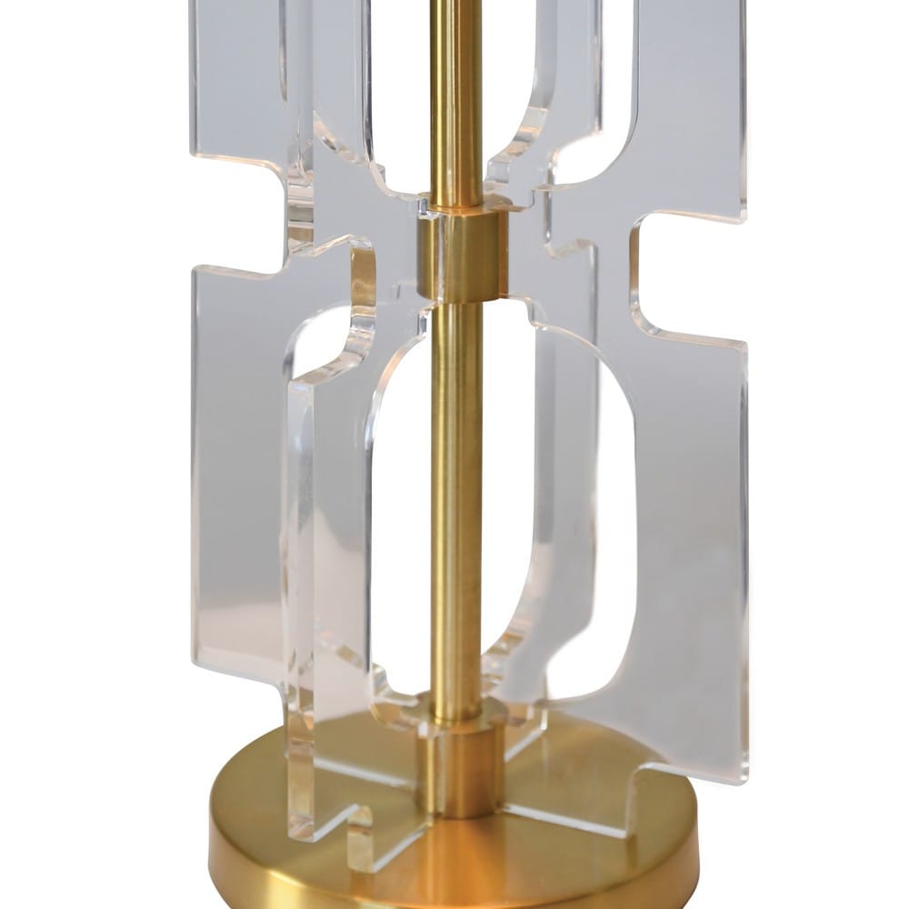 Worlds Away - Double Stacked Acrylic Square Table Lamp With Antique Brass Parts - HANSEN ABR view 4