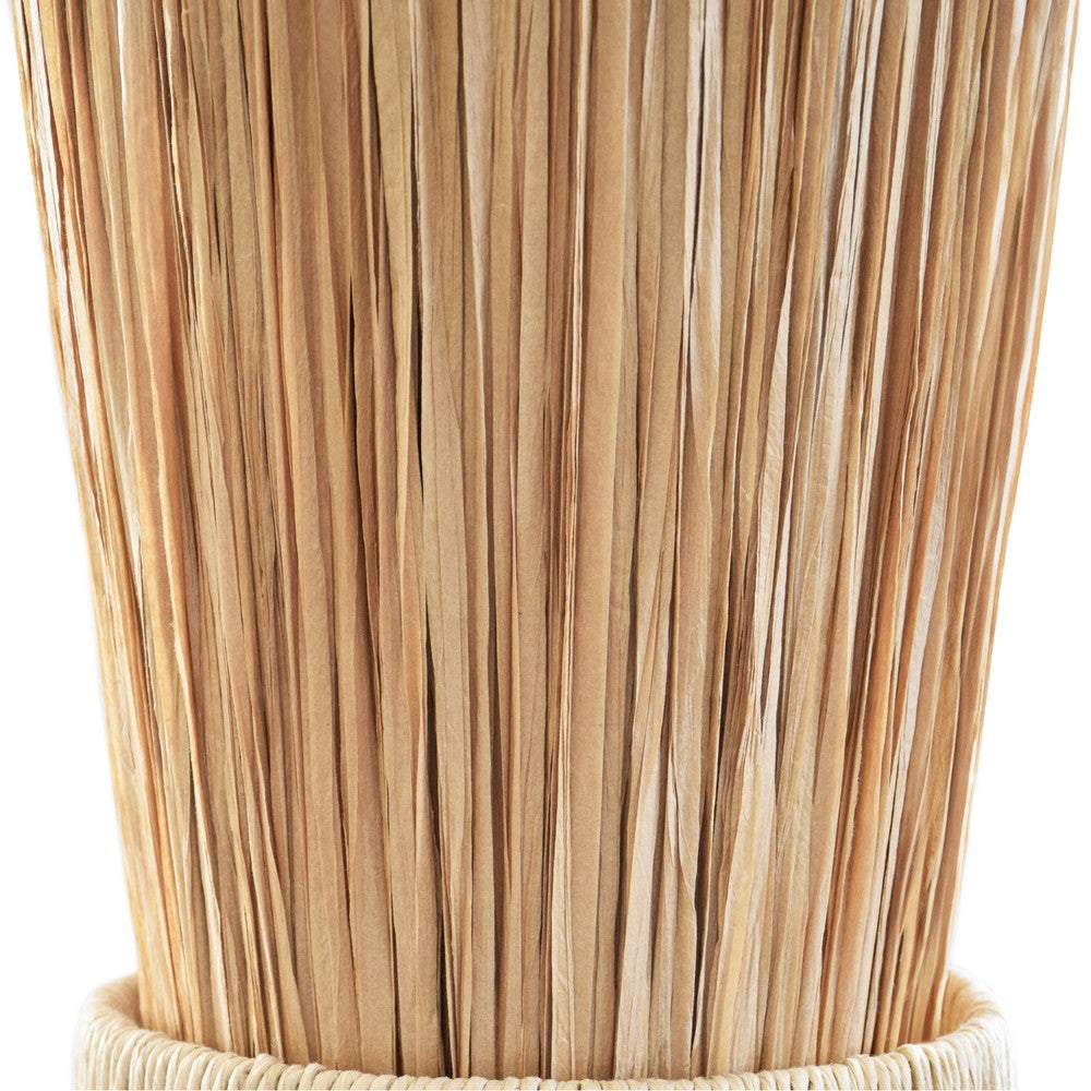 Worlds Away - Elongated Hourglass Pendant Wrapped In Natural Rafia - PAX view 4