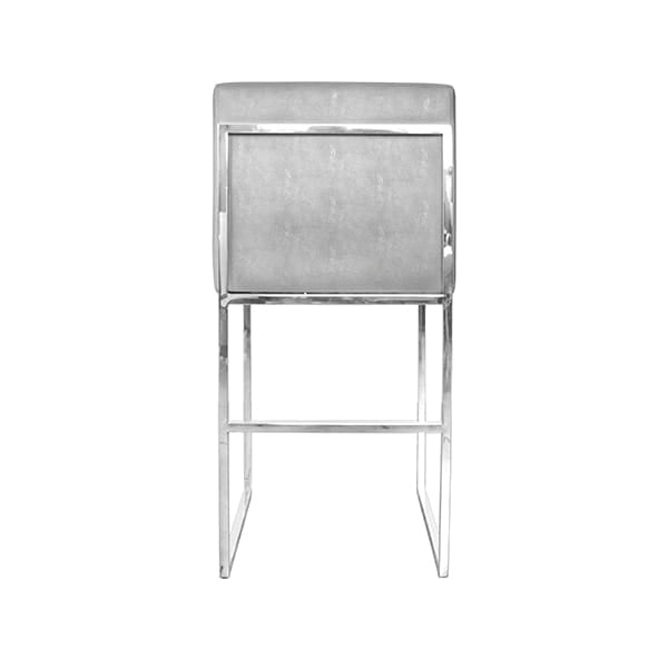 Worlds Away - Faux Shagreen Gray Sounter Stool With Nickel Base - KINGSTON NGRY view 3