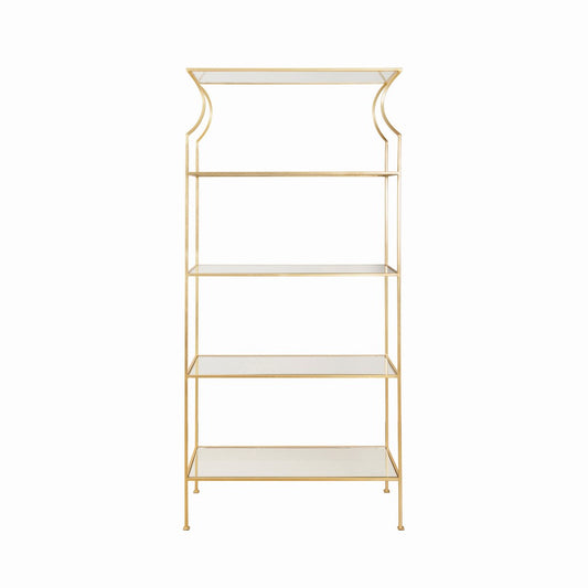 Worlds Away - Flared Top Etagere With Clear Glass Shelves In Gold Leaf - DOROTHY G view 2