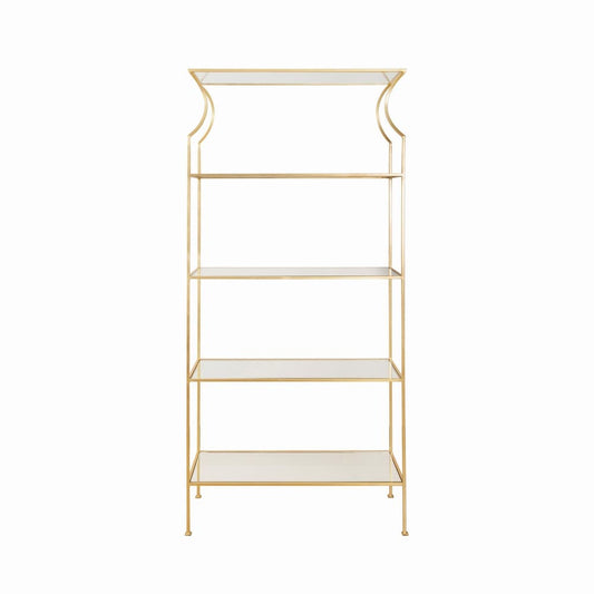 Worlds Away - Flared Top Etagere With Clear Glass Shelves In Gold Leaf - DOROTHY G view 2