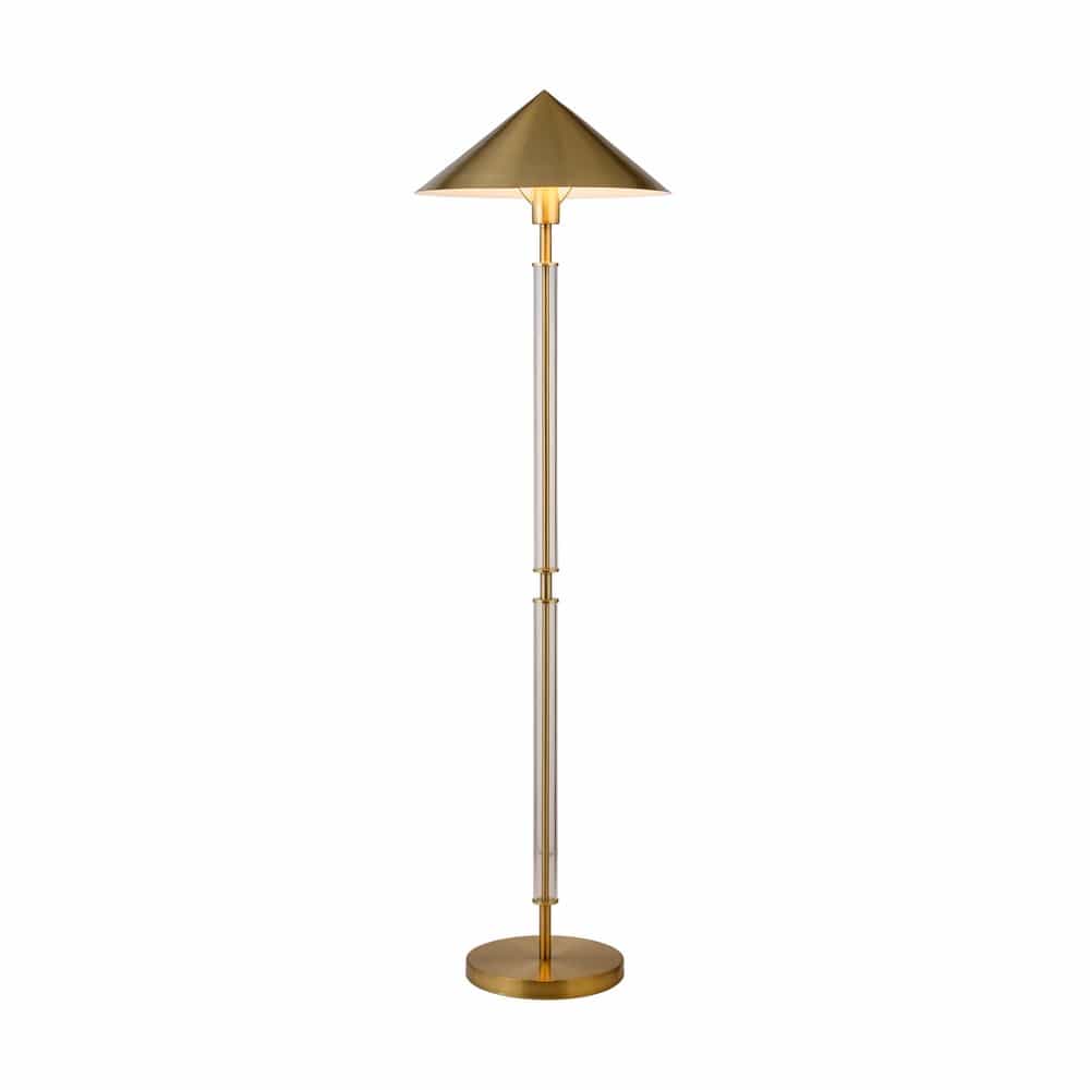 Worlds Away - Floor Lamp With Acrylic Pole And Triangular Metal Shade In Brushed Brass - TARRON ABR view 2