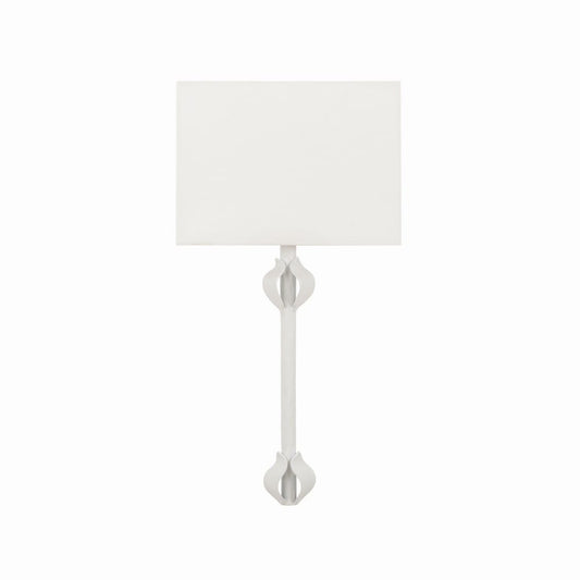 Worlds Away - Flush Iron Sconce With Leaf Detail In Matte White Powder Coat - LINDA WH view 2