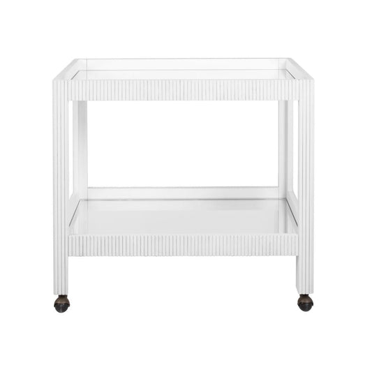 Worlds Away - Fluted Bar Cart In White Washed Oak - OTIS WWO view 2
