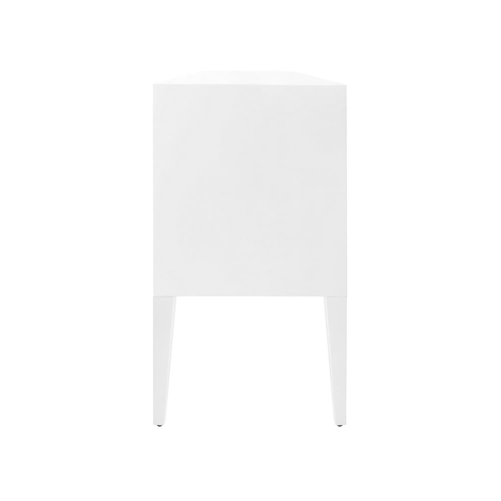 Worlds Away - Fluted Six Drawer Buffet With Brass Knobs In Glossy White Lacquer - PALMER WH view 4