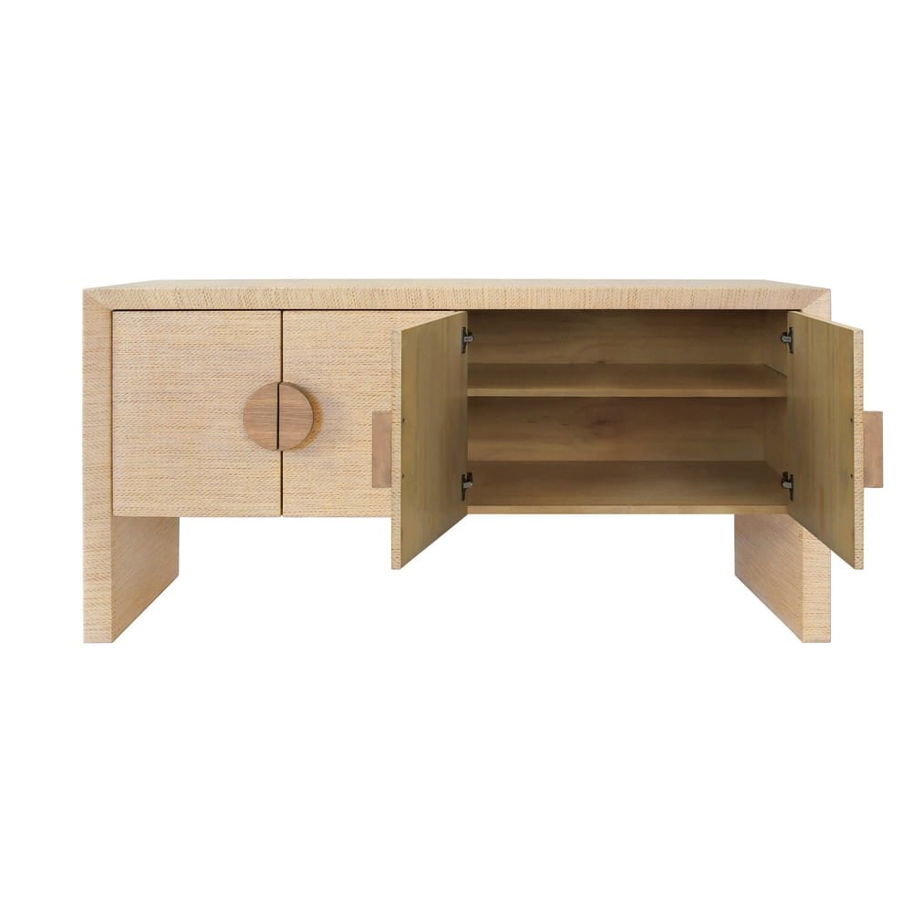 Worlds Away - Four Door Buffet In Natural Grasscloth With Cerused Oak Handles - COLT NAT view 3