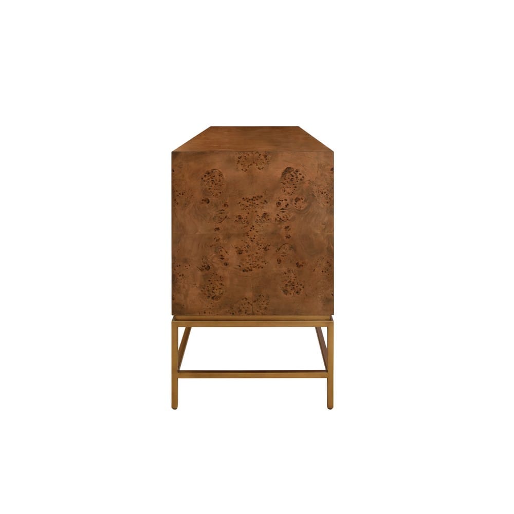 Worlds Away - Four Door Buffet With Antique Brass Metal Base In Dark Burl Wood - ARIEL DBW view 4