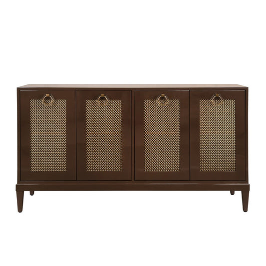 Worlds Away - Four Door Buffet With Brass Mesh Grill Door Fronts In Chocolate Brown Lacquer - MARCELLA CH view 2