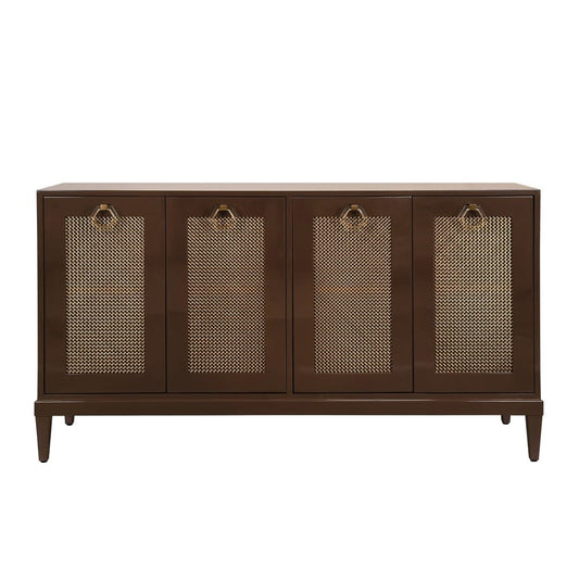 Worlds Away - Four Door Buffet With Brass Mesh Grill Door Fronts In Chocolate Brown Lacquer - MARCELLA CH view 2