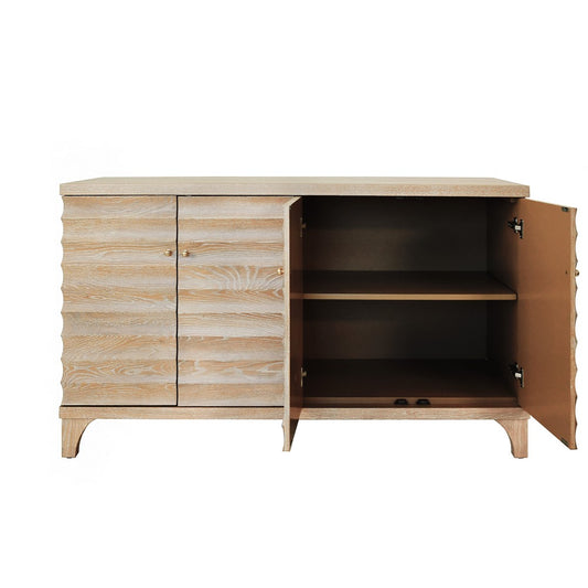 Worlds Away - Four Door Buffet With Horizontal Fluted Detail In Cerused Oak - GATES CO view 2