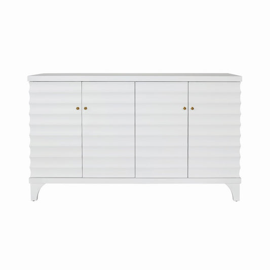 Worlds Away - Four Door Buffet With Horizontal Fluted Detail In Matte White Lacquer - GATES WH view 2