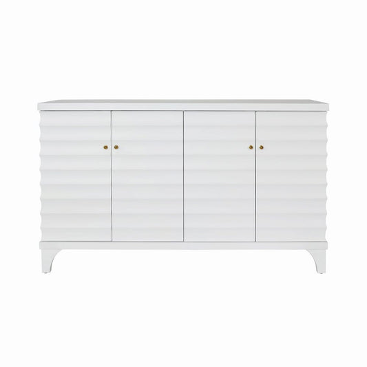 Worlds Away - Four Door Buffet With Horizontal Fluted Detail In Matte White Lacquer - GATES WH view 2