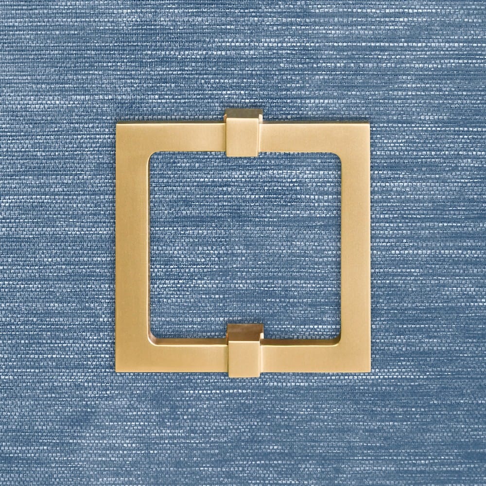 Worlds Away - Four Door Buffet With Large Brass Square Hardware In Blue Dyed Grasscloth - EFFIE BL view 7