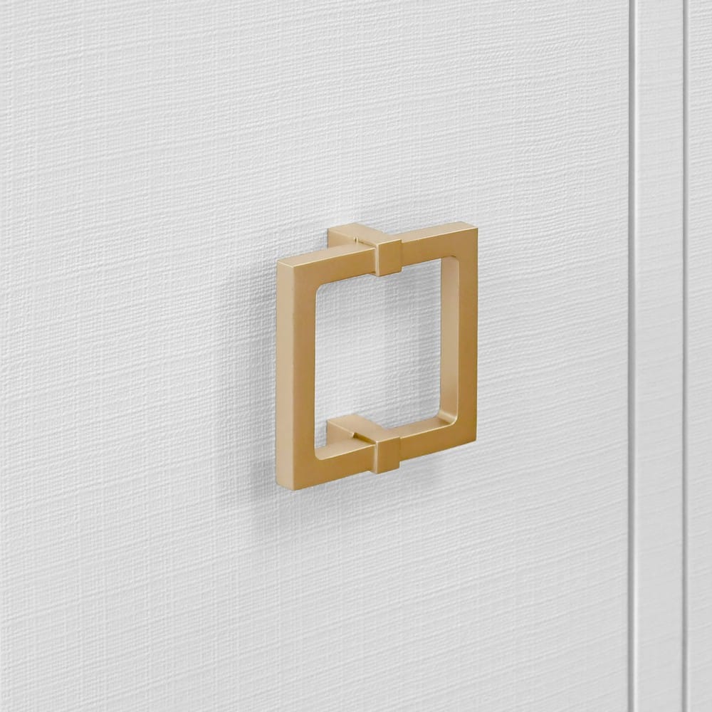 Worlds Away - Four Door Buffet With Large Brass Square Hardware In White Textured Linen - EFFIE WH view 6