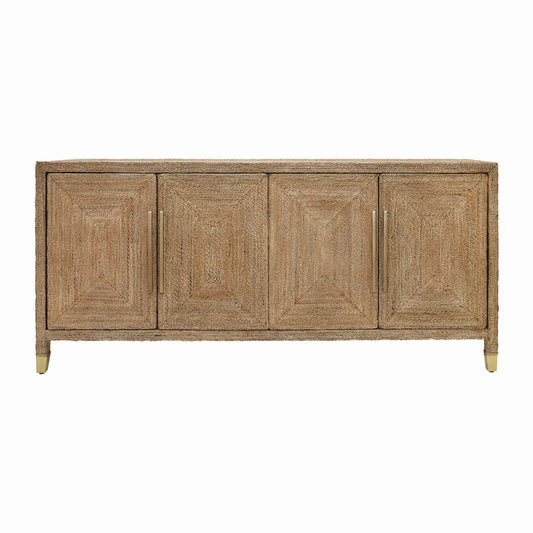 Worlds Away - Four Door Buffet With Satin Brass Hardware And Foot Caps In Wrapped Rope - CASEY view 2