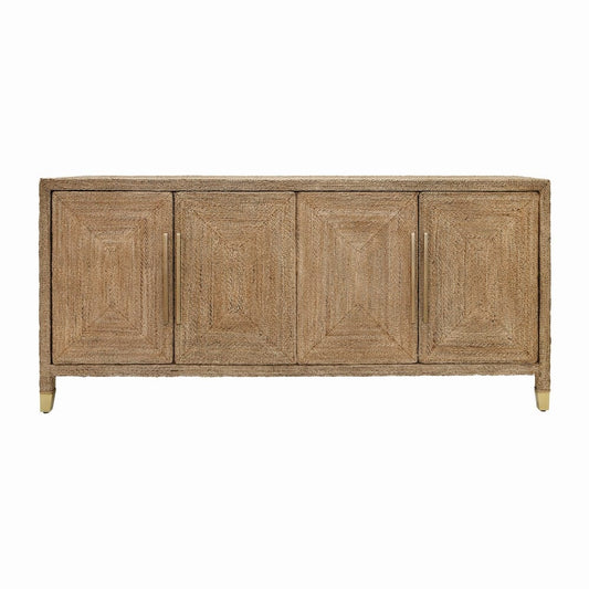 Worlds Away - Four Door Buffet With Satin Brass Hardware And Foot Caps In Wrapped Rope - CASEY view 2