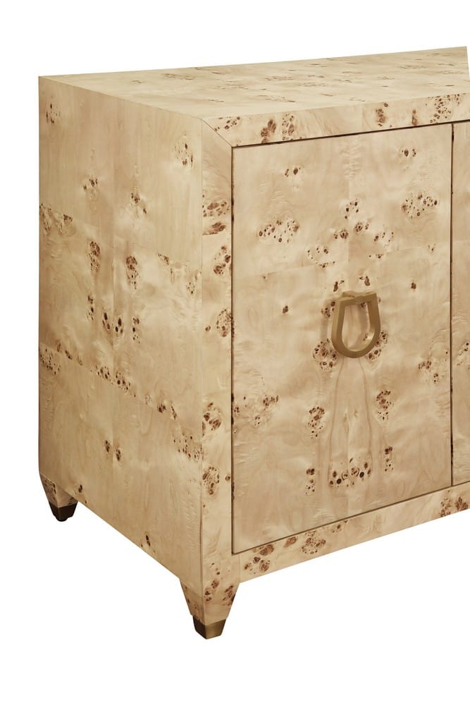 Worlds Away - Four Door Buffet With Satin Brass Horsebit Inspired Hardware And Foot Caps In Burl Wood - MULLIGAN BW view 5