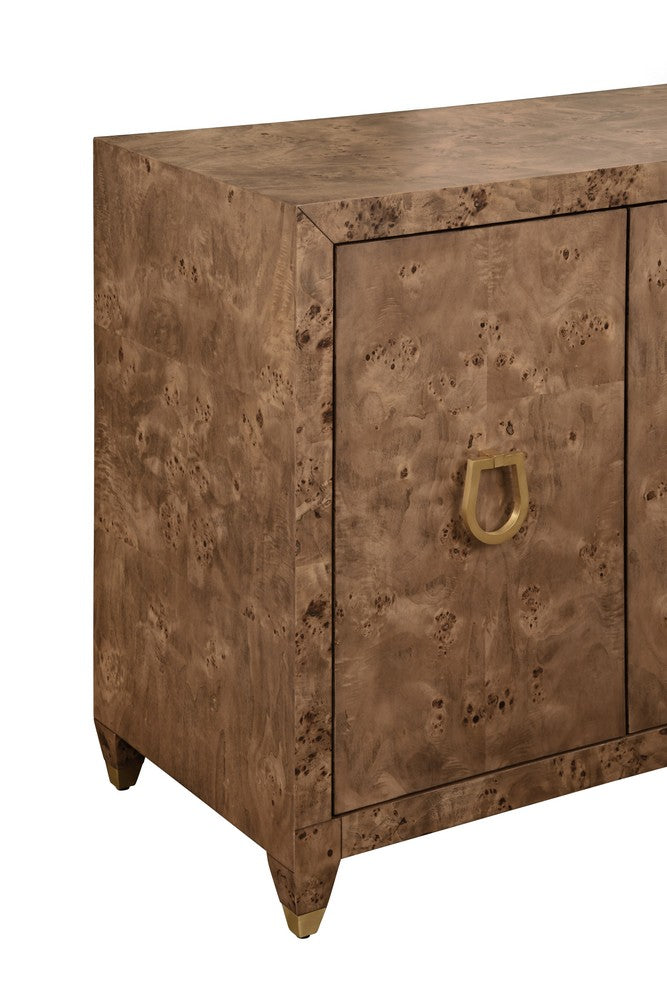 Worlds Away - Four Door Buffet With Satin Brass Horsebit Inspired Hardware And Foot Caps In Dark Burl Wood - MULLIGAN DBW view 5
