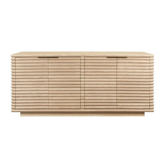 Worlds Away - Four Door Large Horizontal Reed Buffet With Antique Brass Hardware In Cerused Oak - GIOVANNI CO view 2