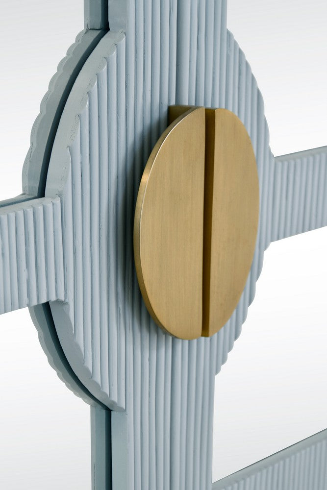 Worlds Away - Four Door Mirror Front Reeded Case Buffet In Painted Light Blue - OPAL LB view 7