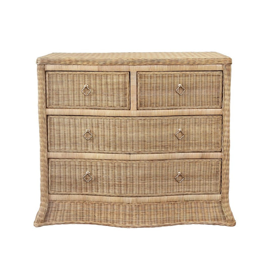 Worlds Away - Four Drawer Chest In Woven Rattan With Satin Brass Pulls - CELINE view 2