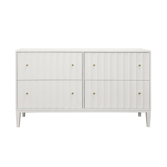 Worlds Away - Four Drawer Chest With Fluted Detail In Matte White Lacquer - ANGUS WH view 2