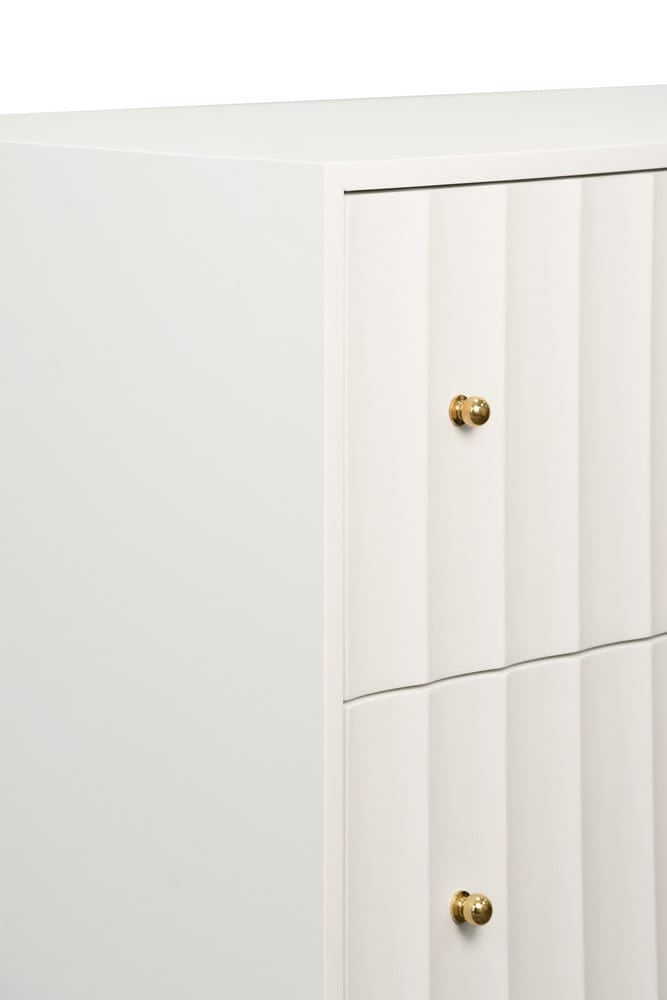 Worlds Away - Four Drawer Chest With Fluted Detail In Matte White Lacquer - ANGUS WH view 4