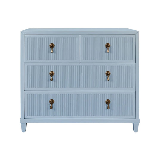 Worlds Away - Four Drawer Chest With Fluted Drawer Fronts In Matte Light Blue Lacquer - PASCAL LB view 2