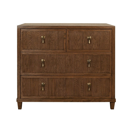 Worlds Away - Four Drawer Chest With Fluted Drawer Fronts In Provincial Brown Oak - PASCAL PBO view 2