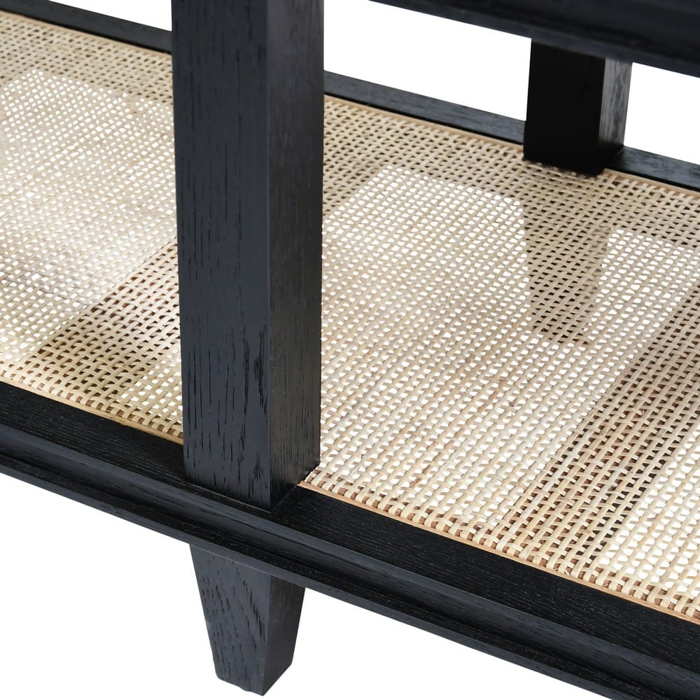 Worlds Away - Four Drawer Console With Open Cane Shelf In Black Oak - RICHMOND BO view 4