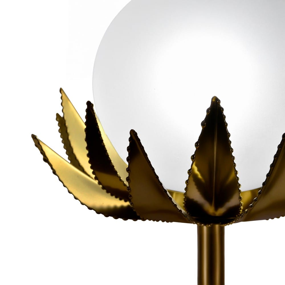 Worlds Away - Glass Globe Palm Leaf Uplight Table Lamp In Brass - MOXIE view 4