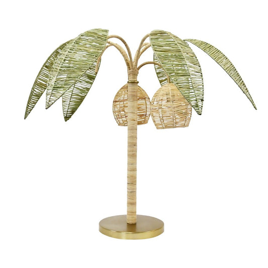 Worlds Away - Green And Natural Paper Rafia Table Lamp With Brass Details - SOLA view 2