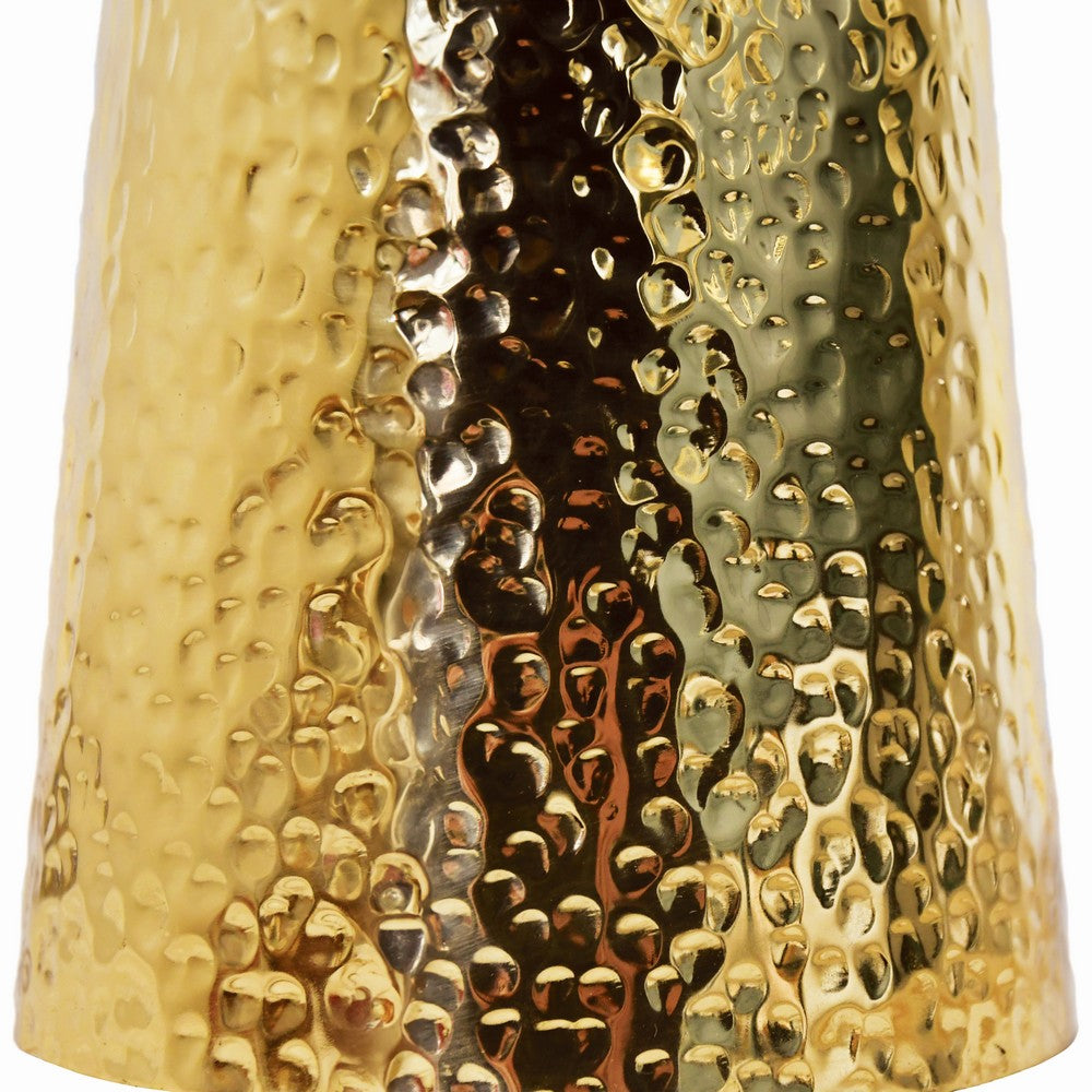 Worlds Away - Hammered Brass Side Table With Tapered Base And Round White Marble Top - CYNTHIA view 4