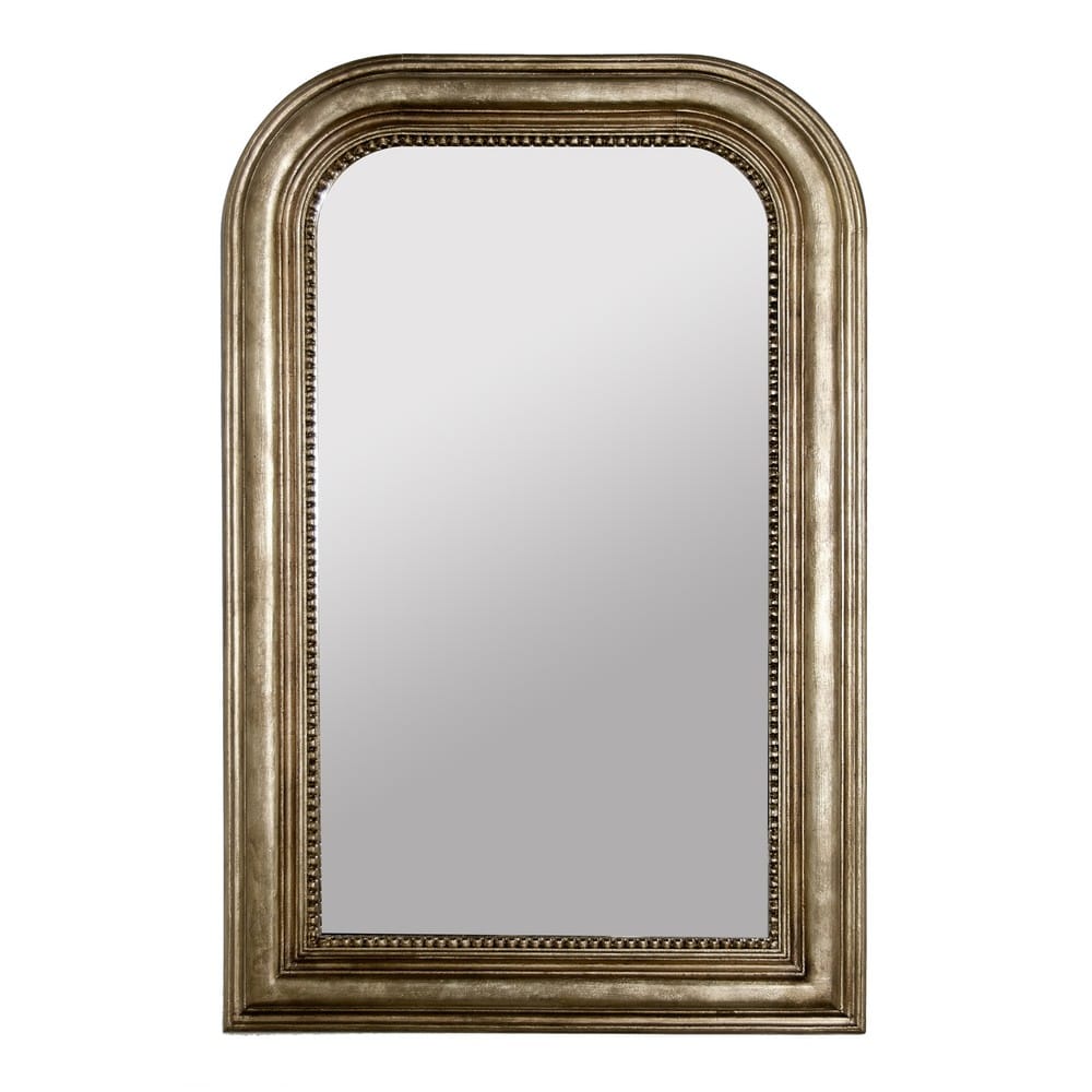 Worlds Away - Hand Carved Silver Leaf Curved Top Rect Mirror - WAVERLY S view 1