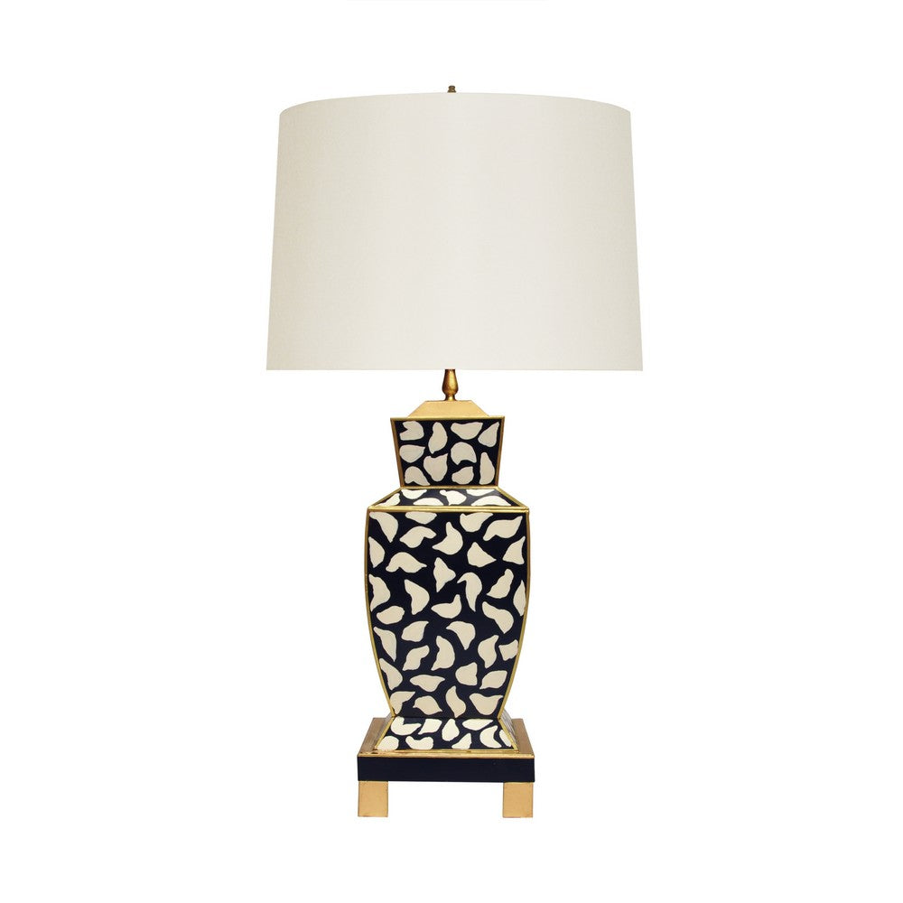 Worlds Away - Hand Painted Urn Shape Tole Table Lamp In Black Leopard - BIANCA BLP view 1